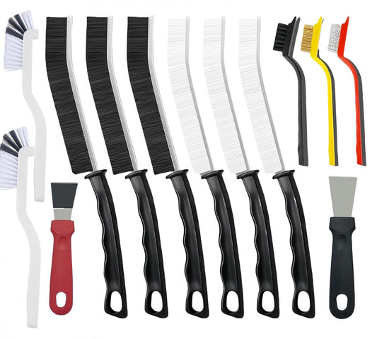 Set of 13 crevice cleaning brushes from friendshipMartUsa.com, featuring various sizes for detailed cleaning in tight spaces.